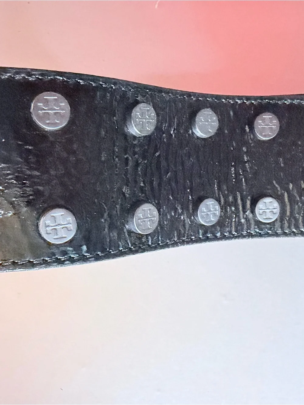 Tory Burch Black Studded Patent Leather Waist Belt